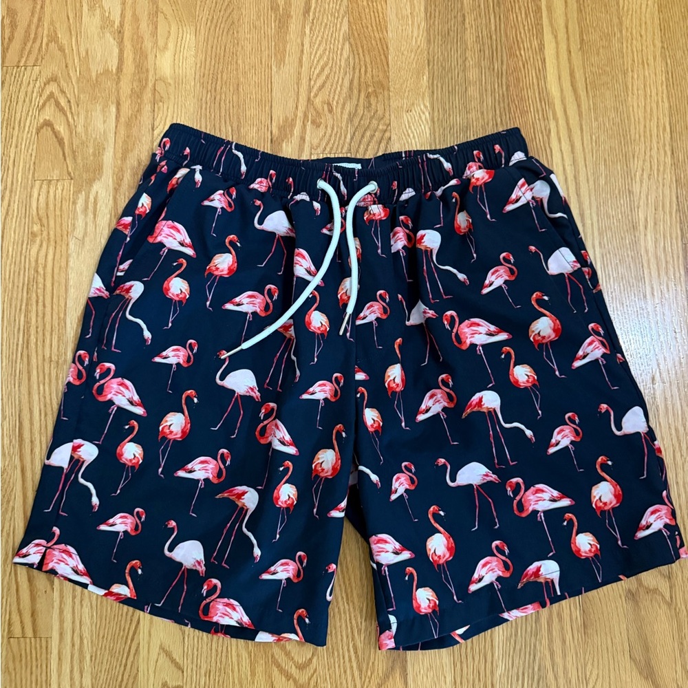 Flamingo Print Men's swim Shorts from Mosmann Australia.
